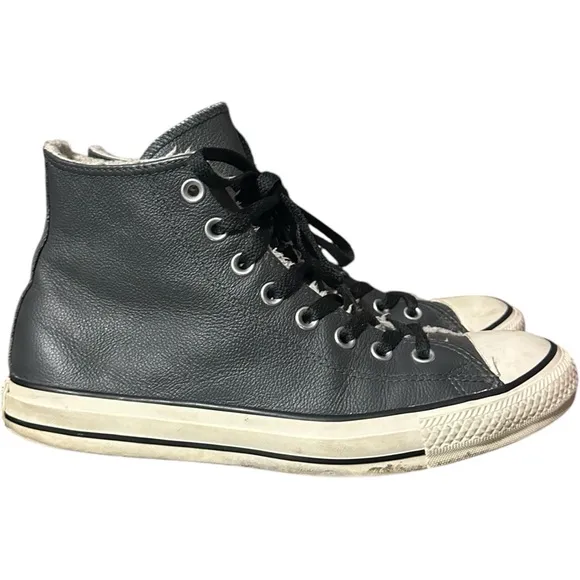 Converse Chuck Taylor All Star Fur Lined Leather High Top Black Unisex W9.5 M7.5