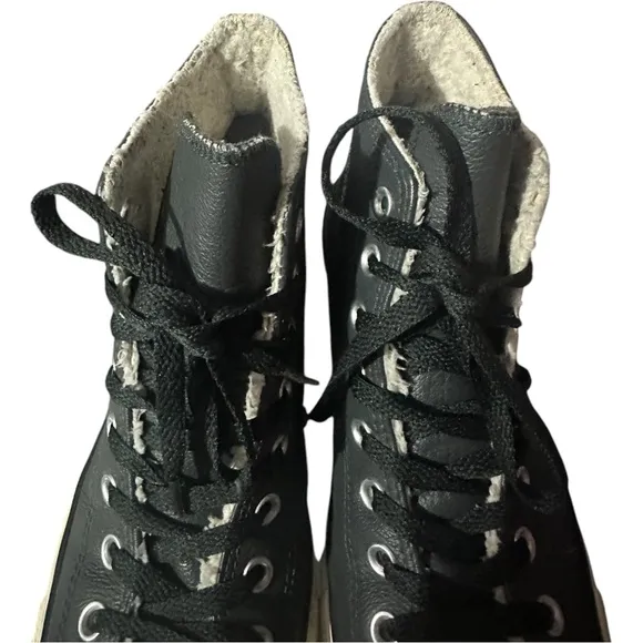 Converse Chuck Taylor All Star Fur Lined Leather High Top Black Unisex W9.5 M7.5