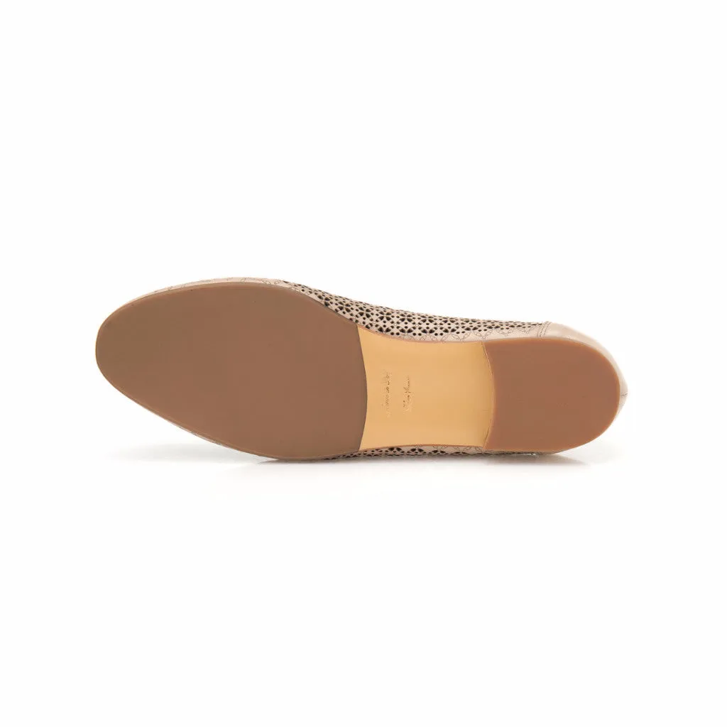 Cream and Black Leather Heart Shaped Ballet Flat