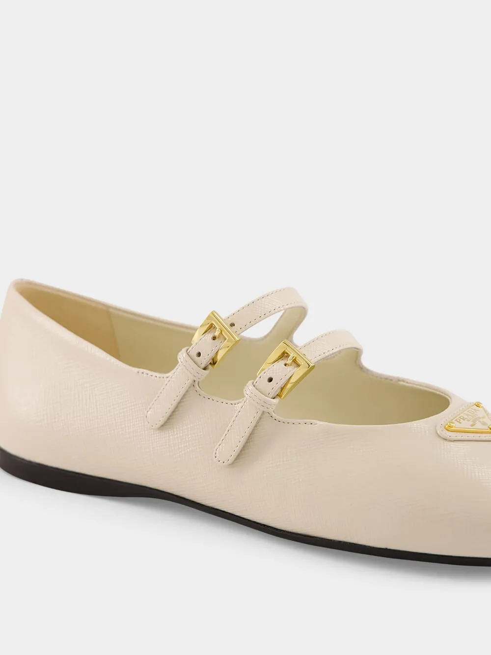 Cream Double-Strap Ballerinas