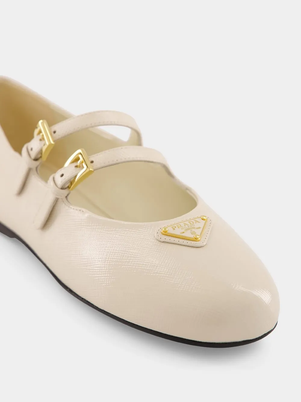 Cream Double-Strap Ballerinas