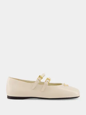 Cream Double-Strap Ballerinas