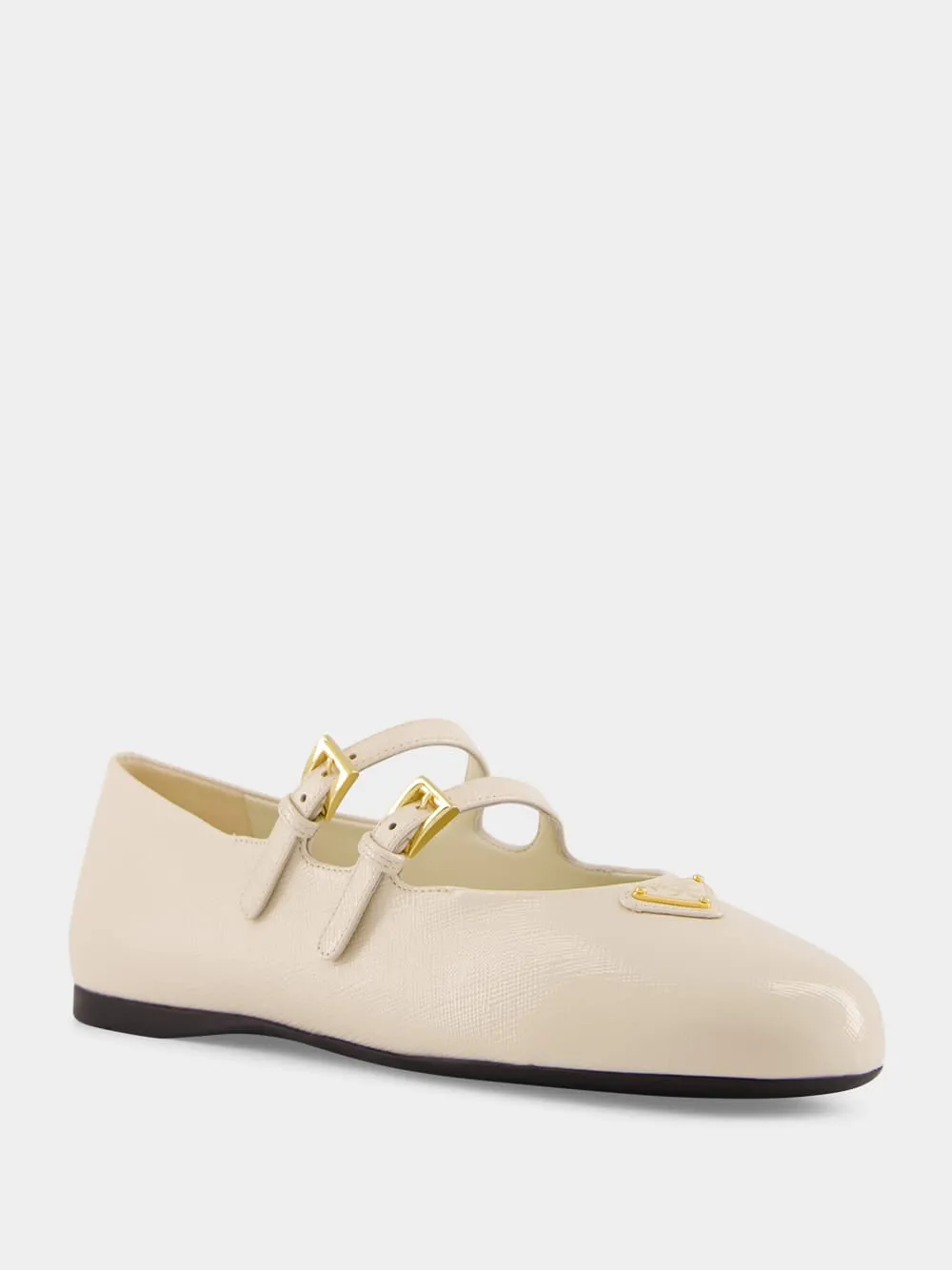 Cream Double-Strap Ballerinas