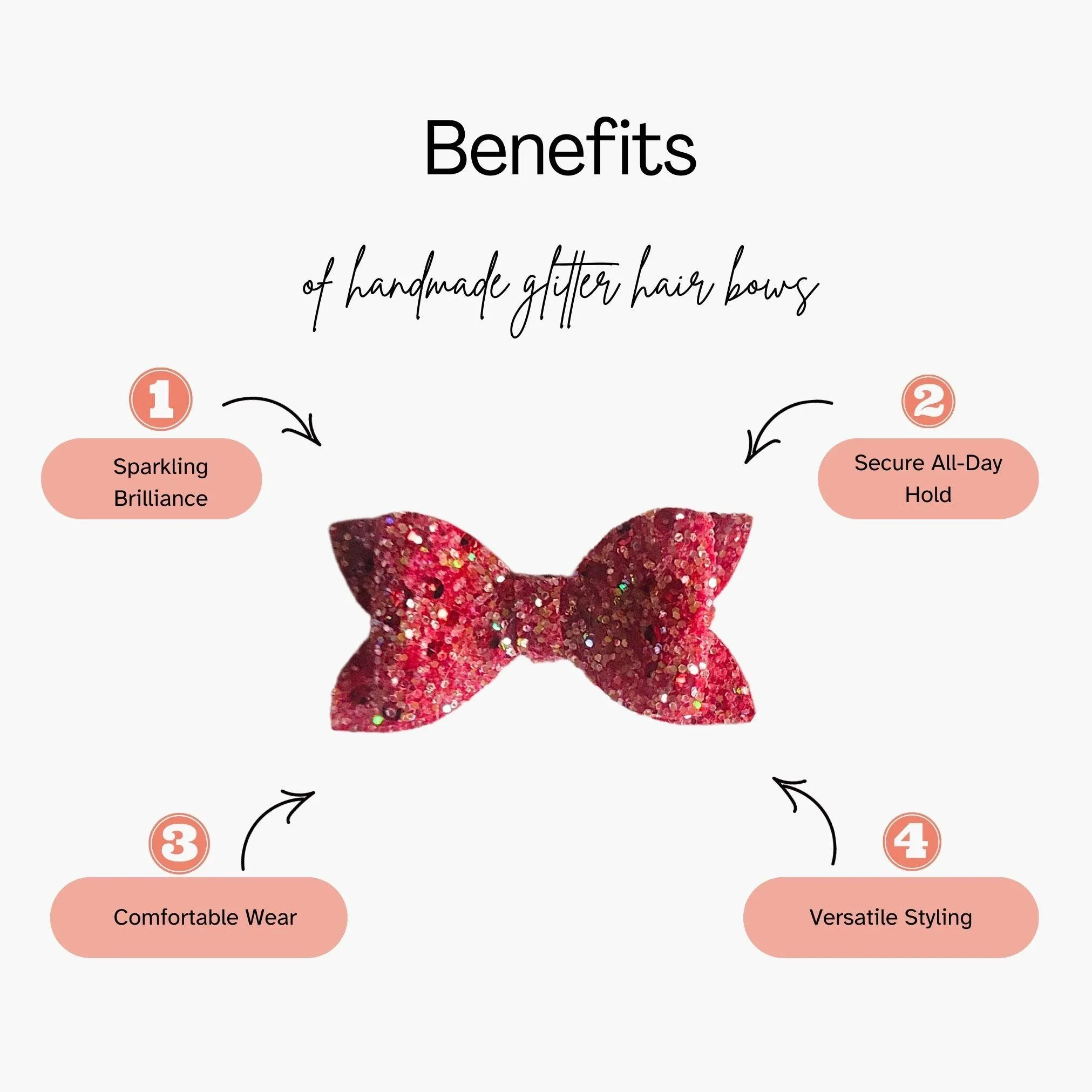 Crimson Red Glitter Hair Bow