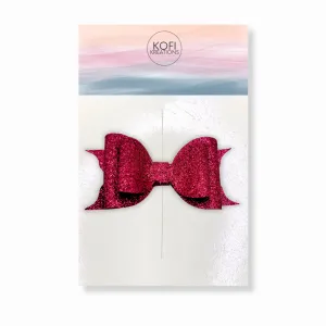 Crimson Red Glitter Hair Bow