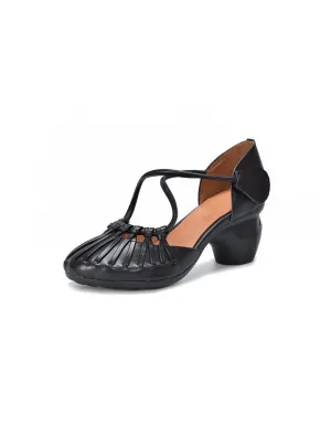 Cross Strap Elegant Chunky Heels Vintage Sandals