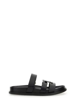 Cut-Out Design Bovine Leather Sandals