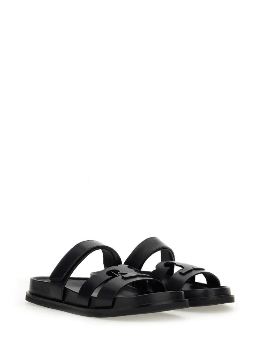 Cut-Out Design Bovine Leather Sandals