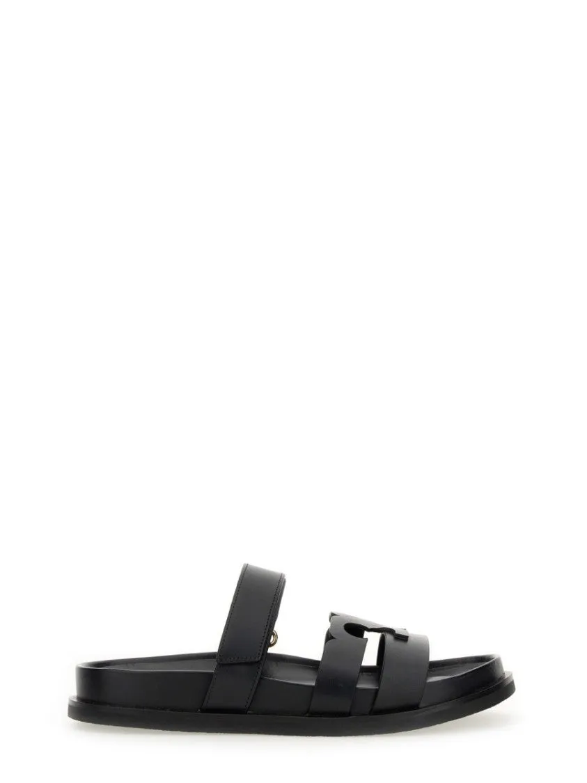 Cut-Out Design Bovine Leather Sandals
