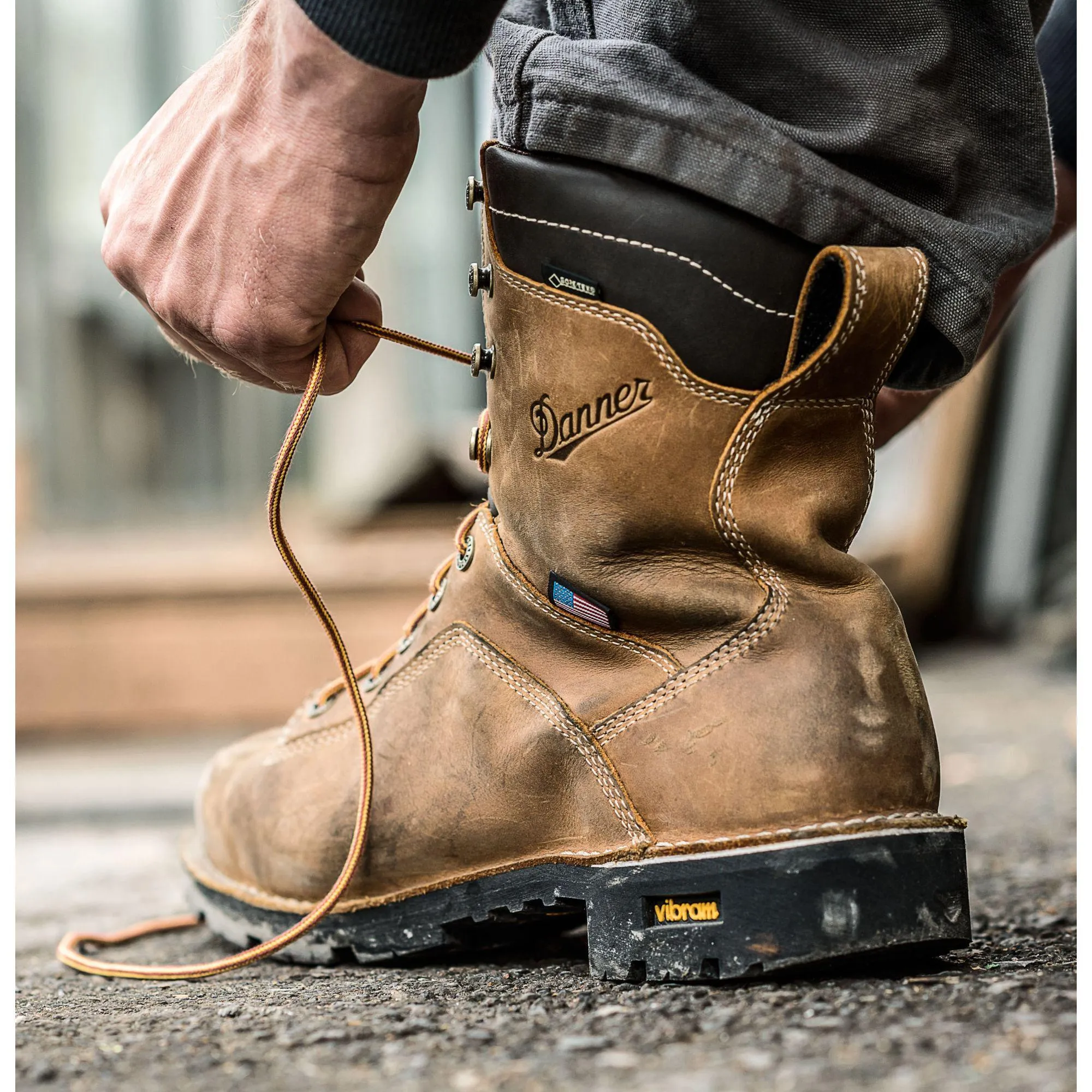 Danner Men's Quarry USA Made 8" Composite Toe Ins Waterproof Work Boot Brown 17321