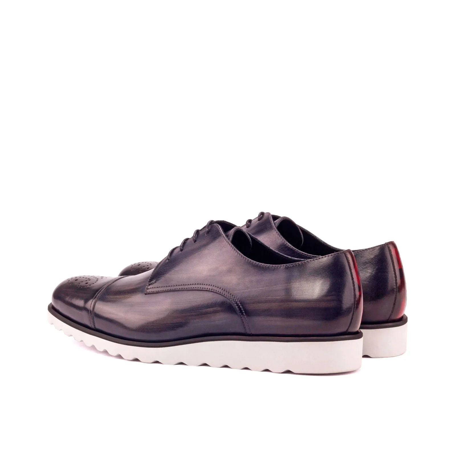 DapperFam Vero in Grey / Burgundy Camo Men's Hand-Painted Patina Derby