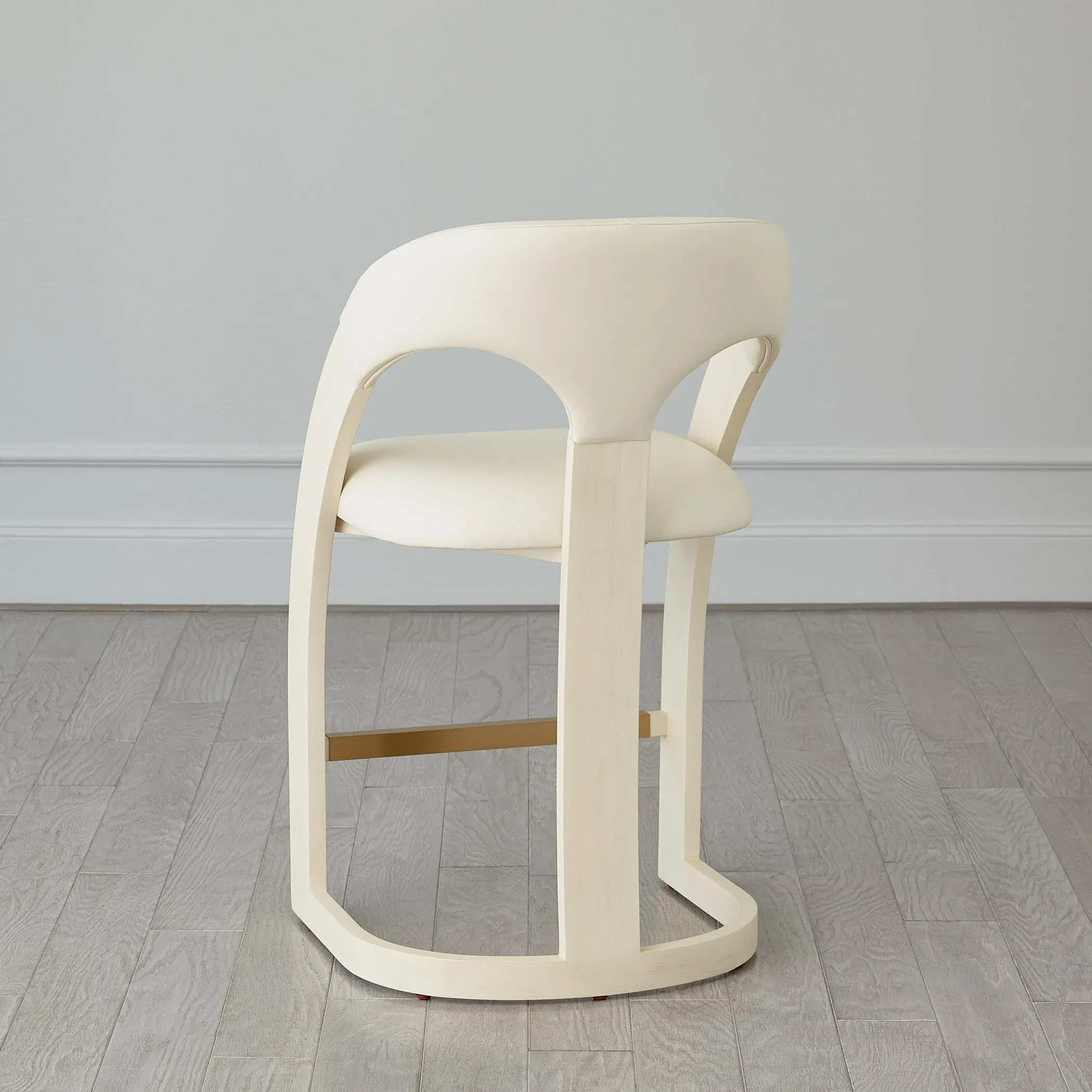 Delia Counter Stool - Ebony Cerused - Graphite Leather