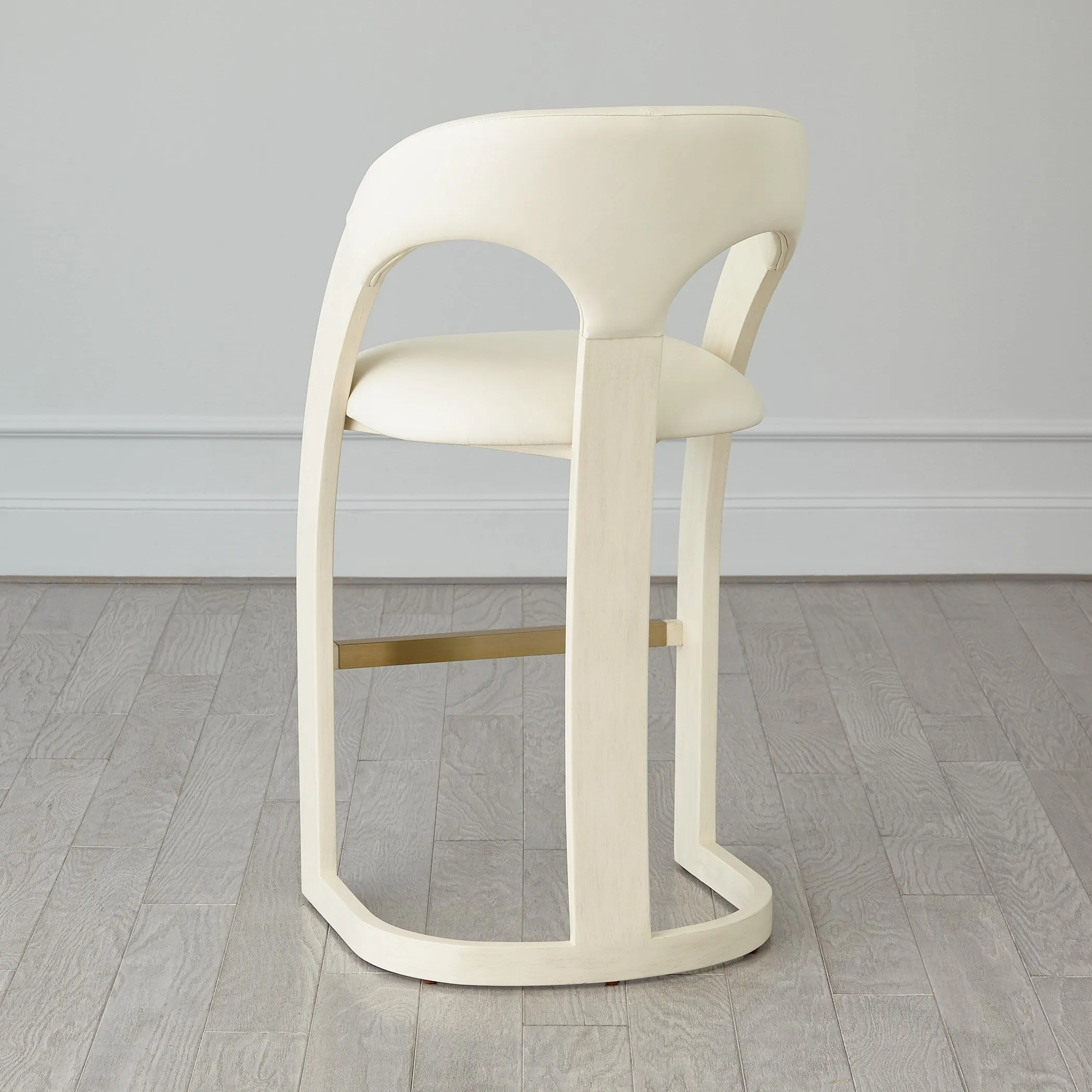 Delia Counter Stool - Ebony Cerused - Graphite Leather