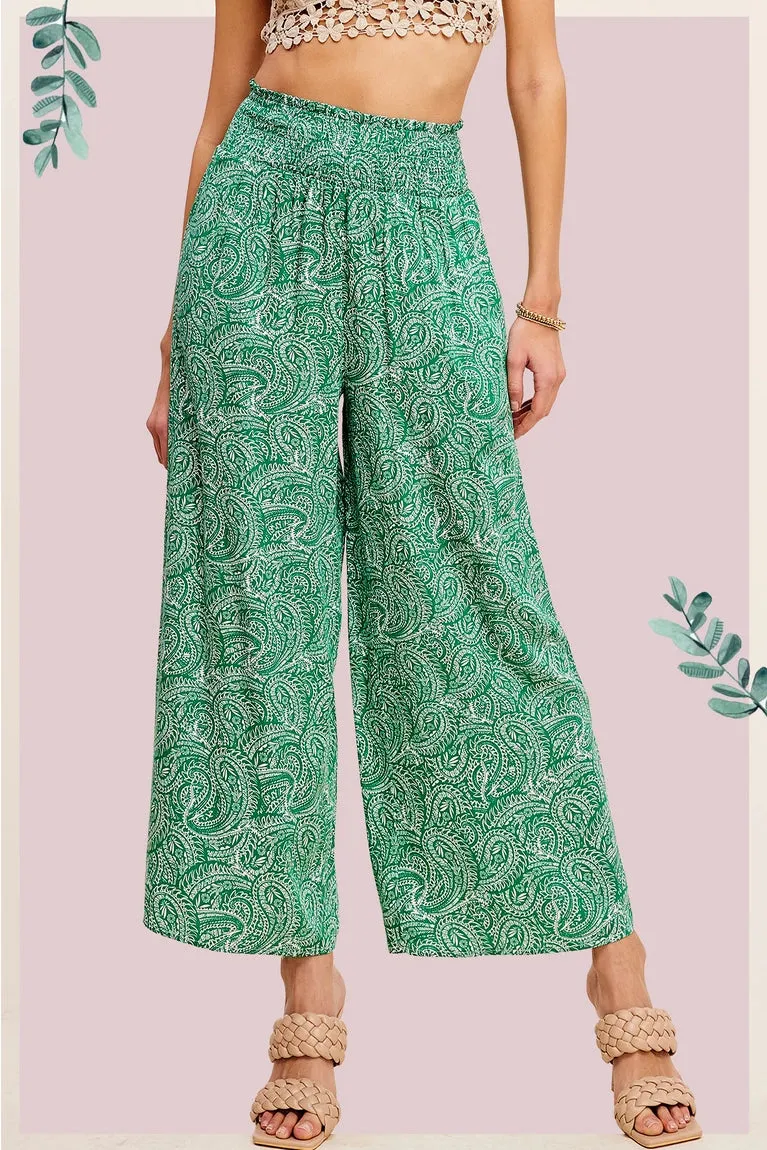 Elan Paisley Print Bottoms