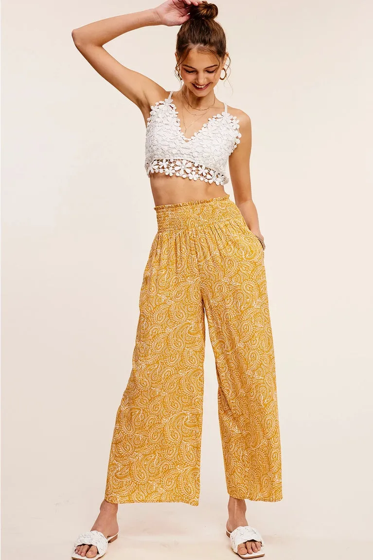 Elan Paisley Print Bottoms