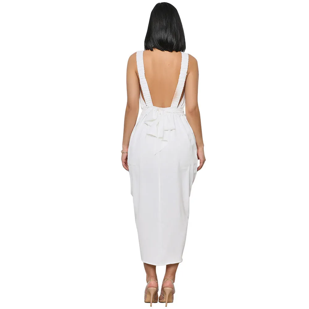 Elegant Pleated Waist-Controlled Split Dress