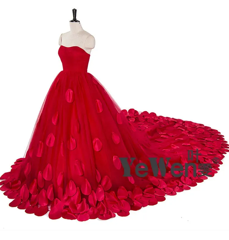 Elegant Wedding Dress Appliqued Strapless A-Line Photography Dress