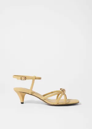 Embellished Heeled Leather Sandals