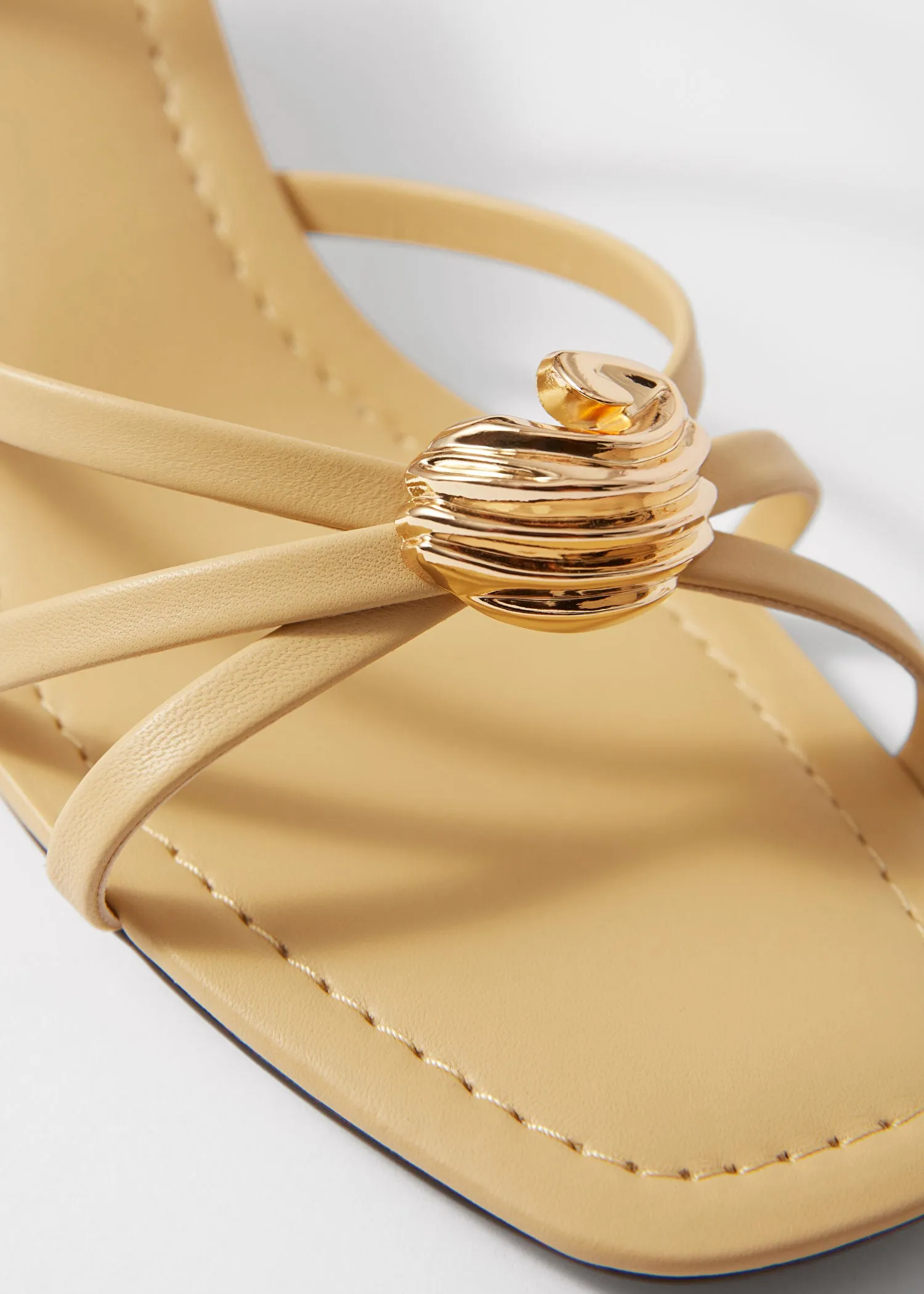 Embellished Heeled Leather Sandals