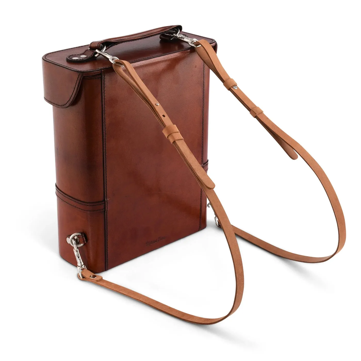 Equestrian Leather Double Wine Bottle Carrier with Snaffle Bit