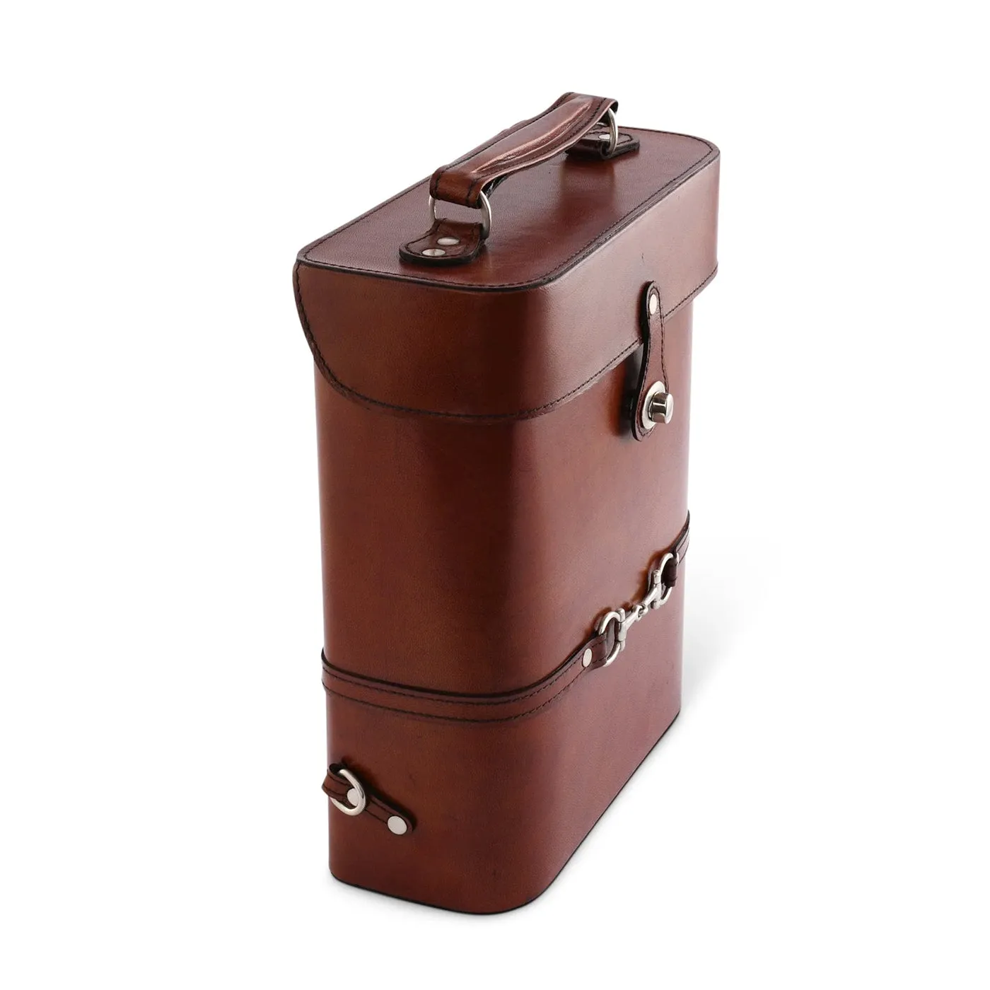 Equestrian Leather Double Wine Bottle Carrier with Snaffle Bit