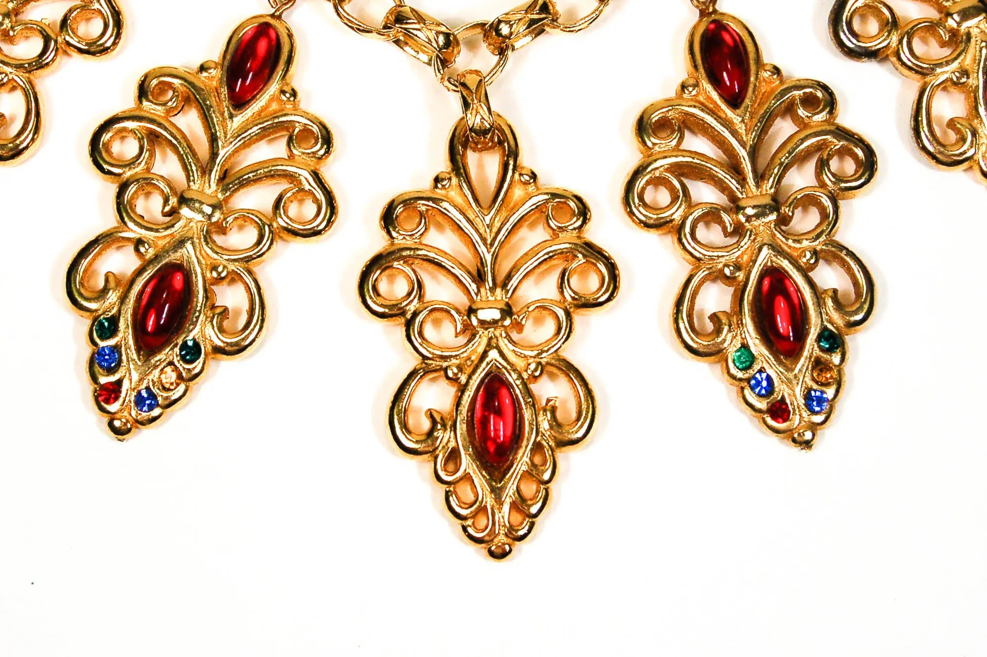Escada Gold and Jewel Toned Charm Statement Necklace