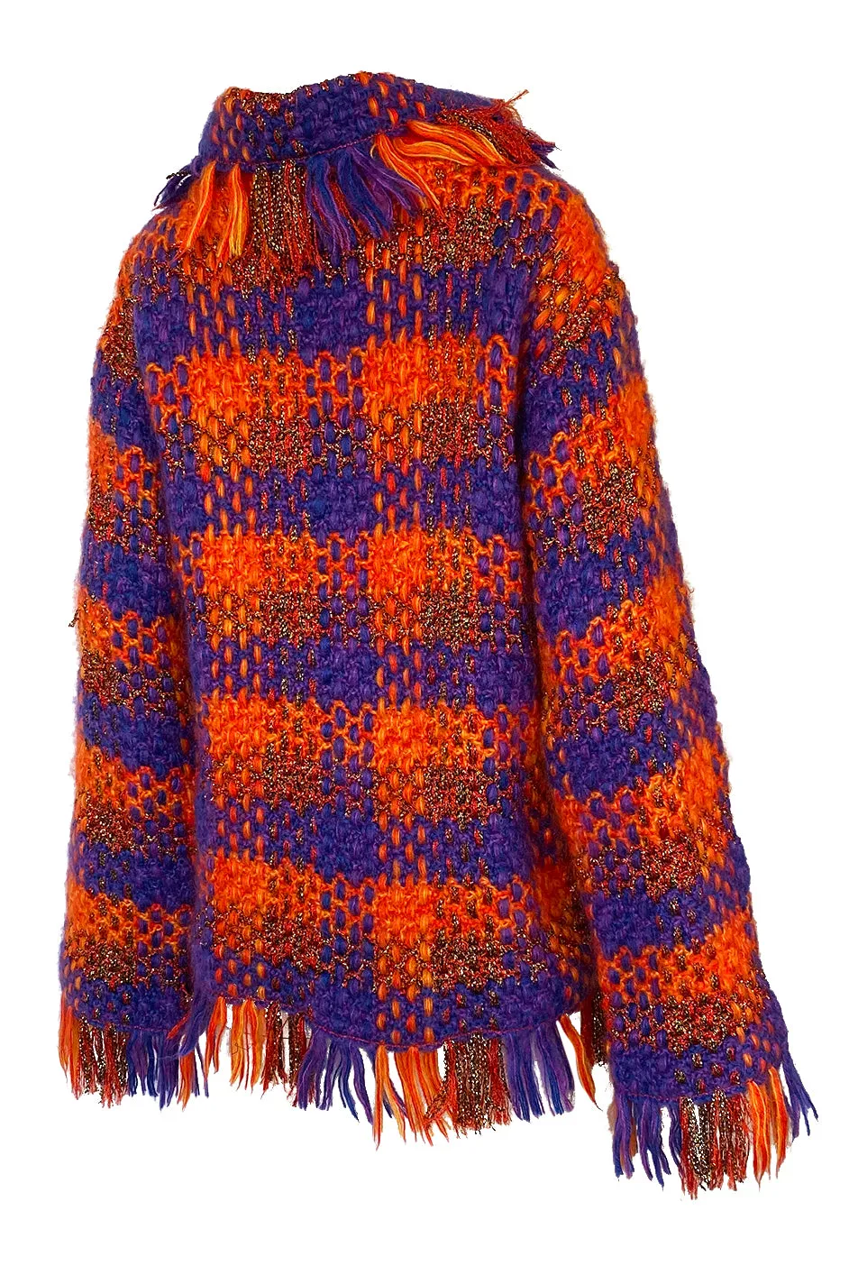 Fall 1993 Yves Saint Laurent Documented Fringed Knit Tunic Mini Dress