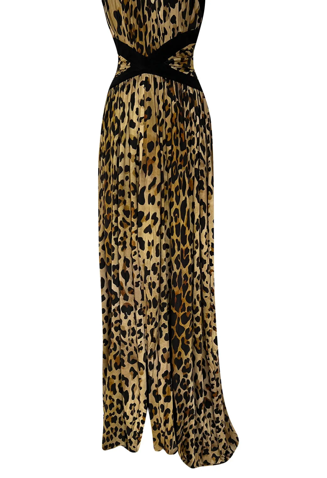 Fall 2014 Balmain by Olivier Rousteing Leopard Print Silk Jersey Dress w Low Back