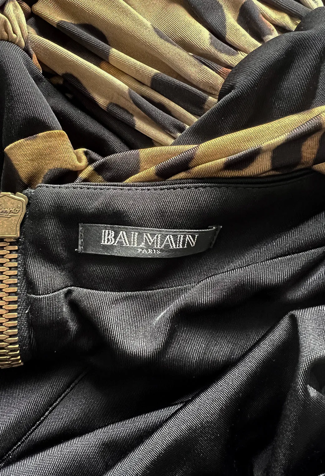 Fall 2014 Balmain by Olivier Rousteing Leopard Print Silk Jersey Dress w Low Back