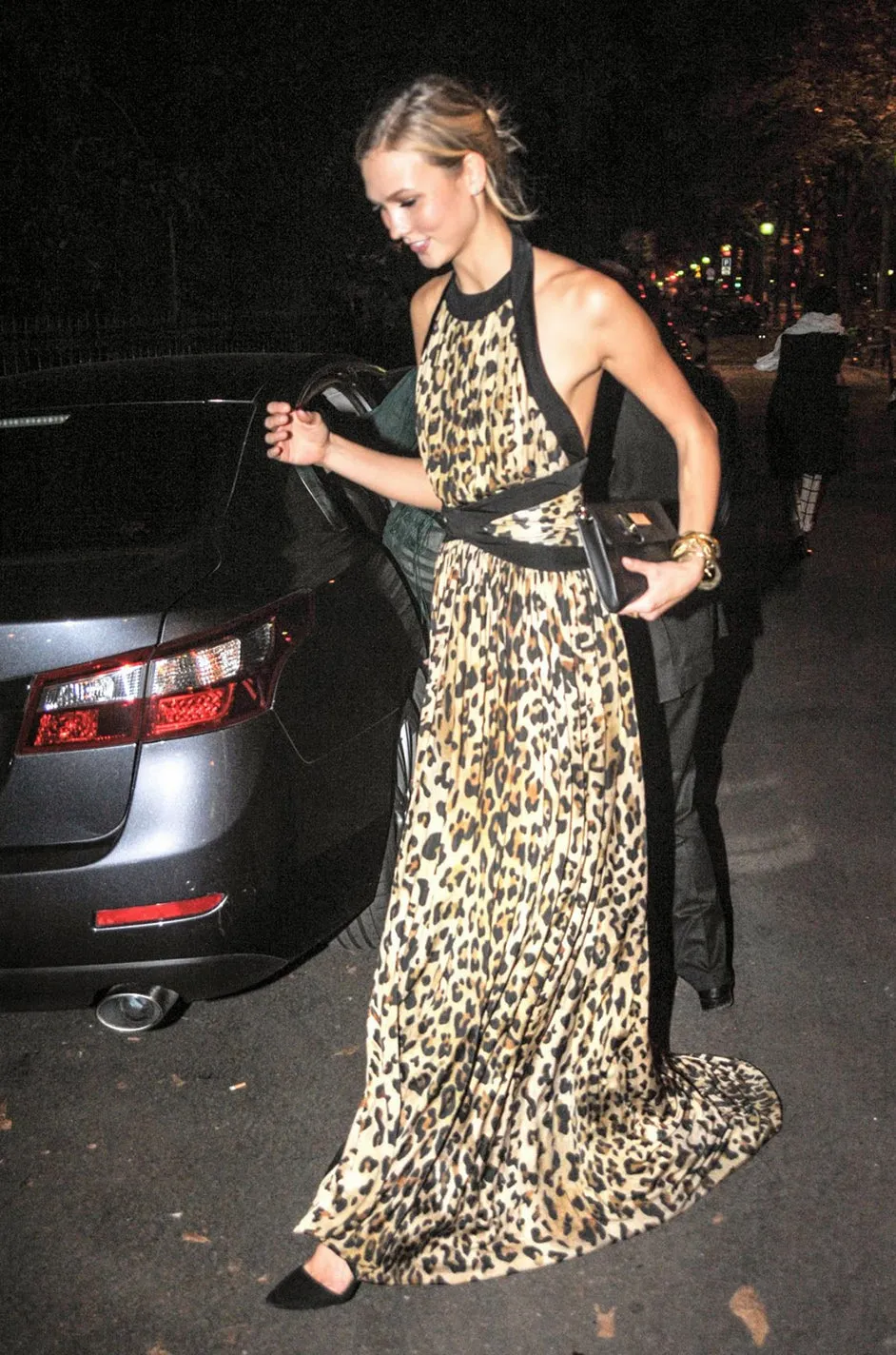 Fall 2014 Balmain by Olivier Rousteing Leopard Print Silk Jersey Dress w Low Back