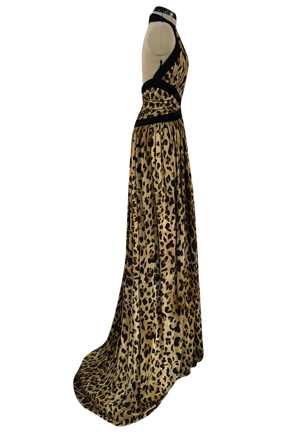 Fall 2014 Balmain by Olivier Rousteing Leopard Print Silk Jersey Dress w Low Back