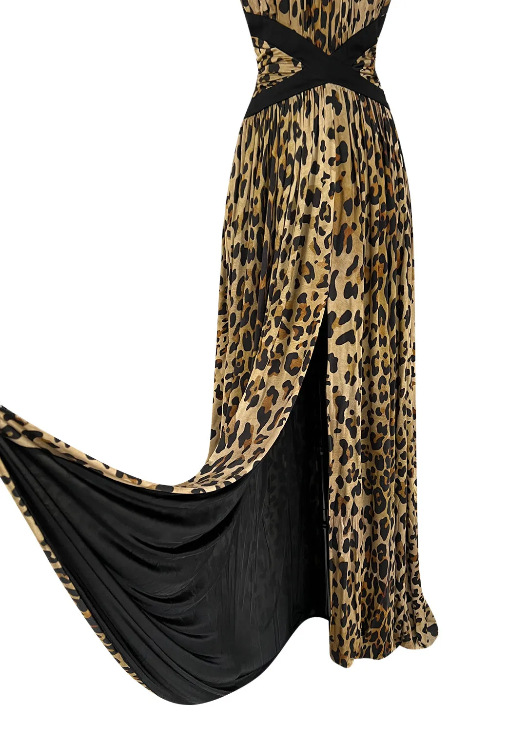 Fall 2014 Balmain by Olivier Rousteing Leopard Print Silk Jersey Dress w Low Back