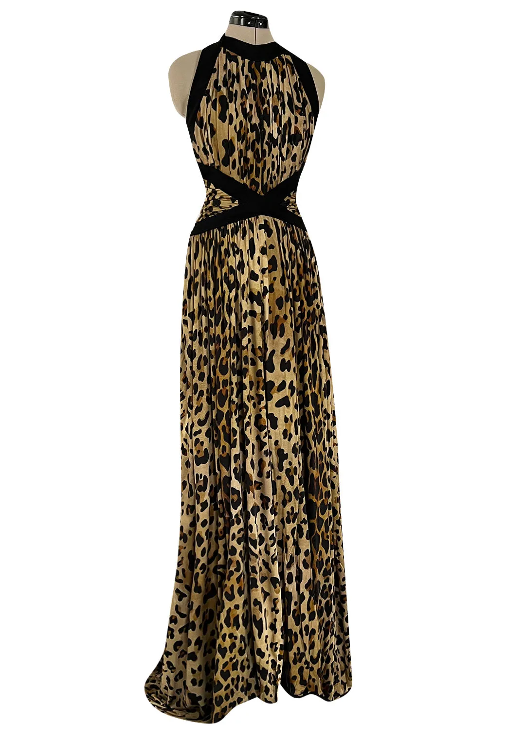Fall 2014 Balmain by Olivier Rousteing Leopard Print Silk Jersey Dress w Low Back