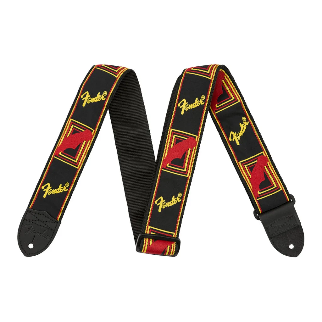 Fender® - 2" Monogrammed Strap - Black/Yellow/Red