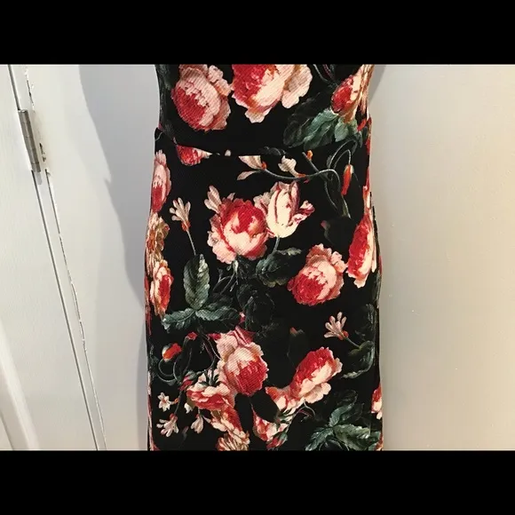 FOXIEDOX ANTHRO NWT Floral black midi dress Sz S