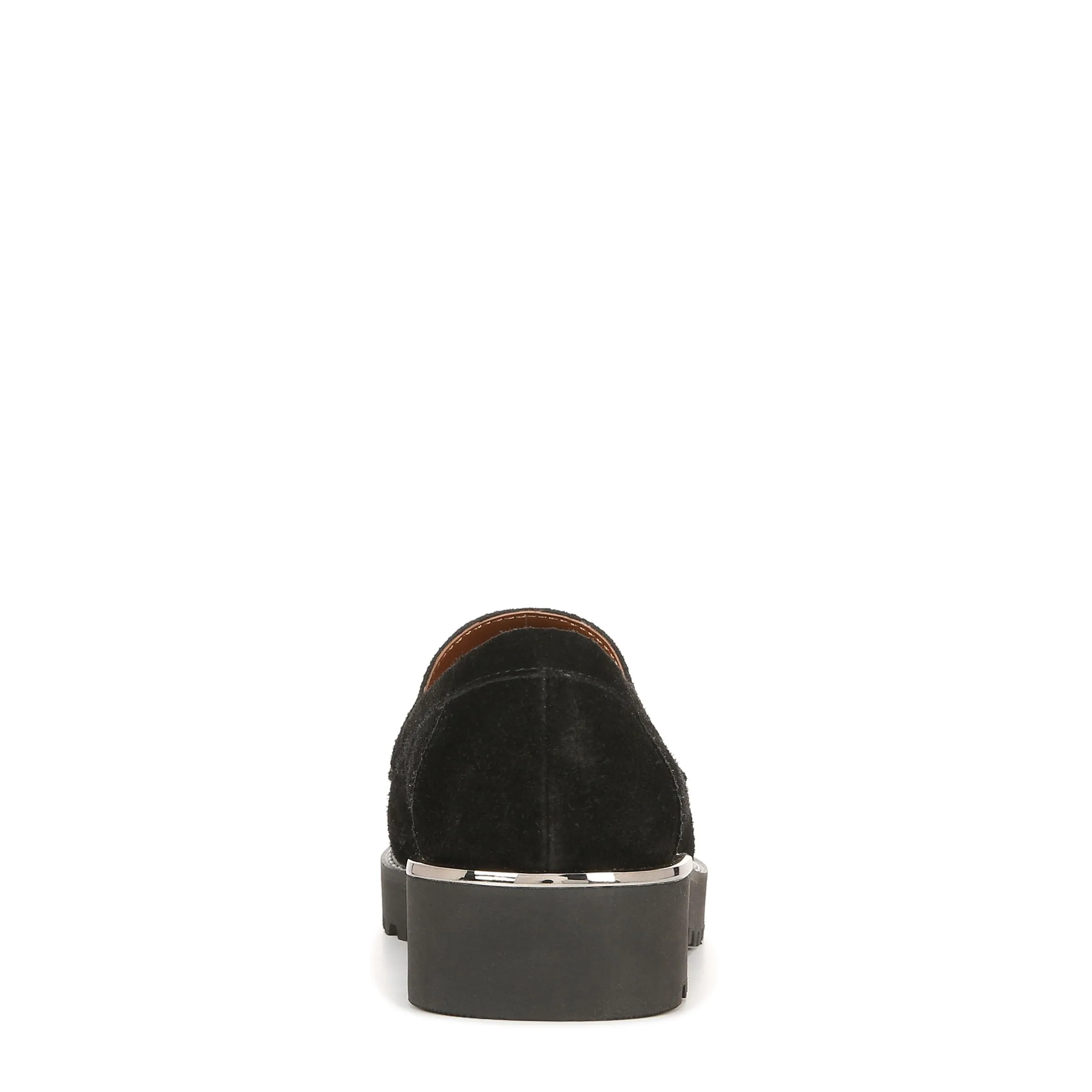 Franco Sarto Womens Carolynn Lug Sole Loafer with Tassel Detail , Black Suede, 9.5 M