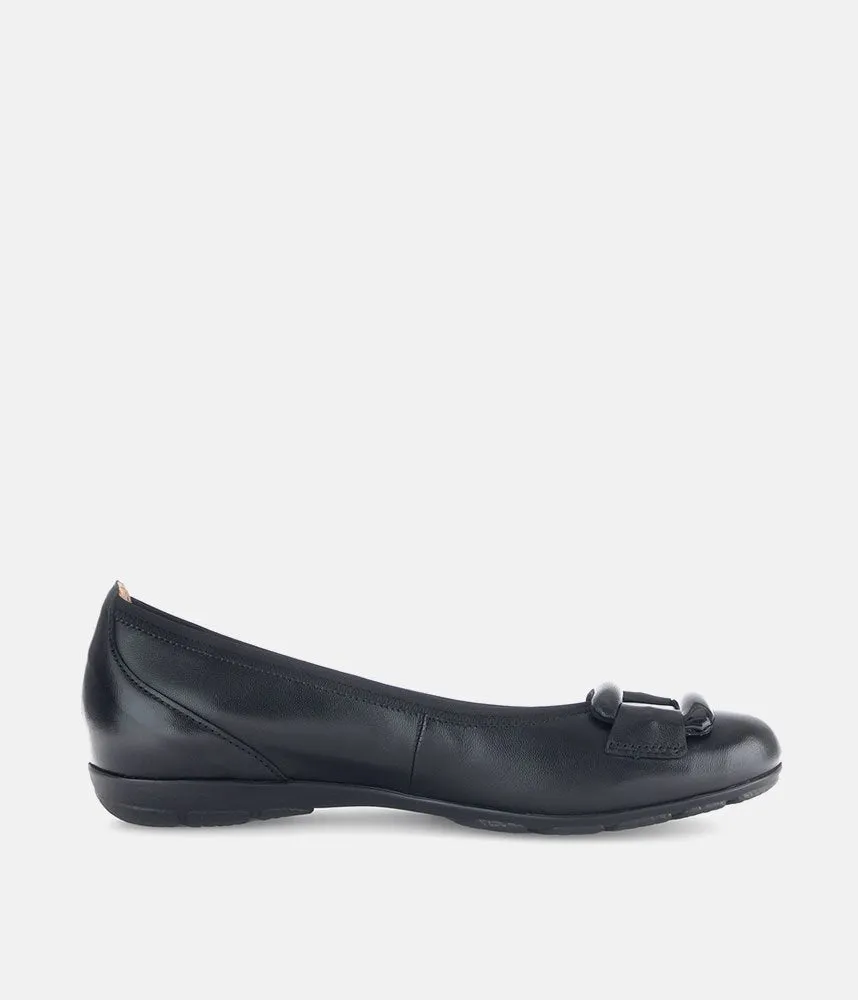 Gabor Stylish Black Buckle Flats