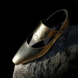 Gold Pointed-Flat Shoes