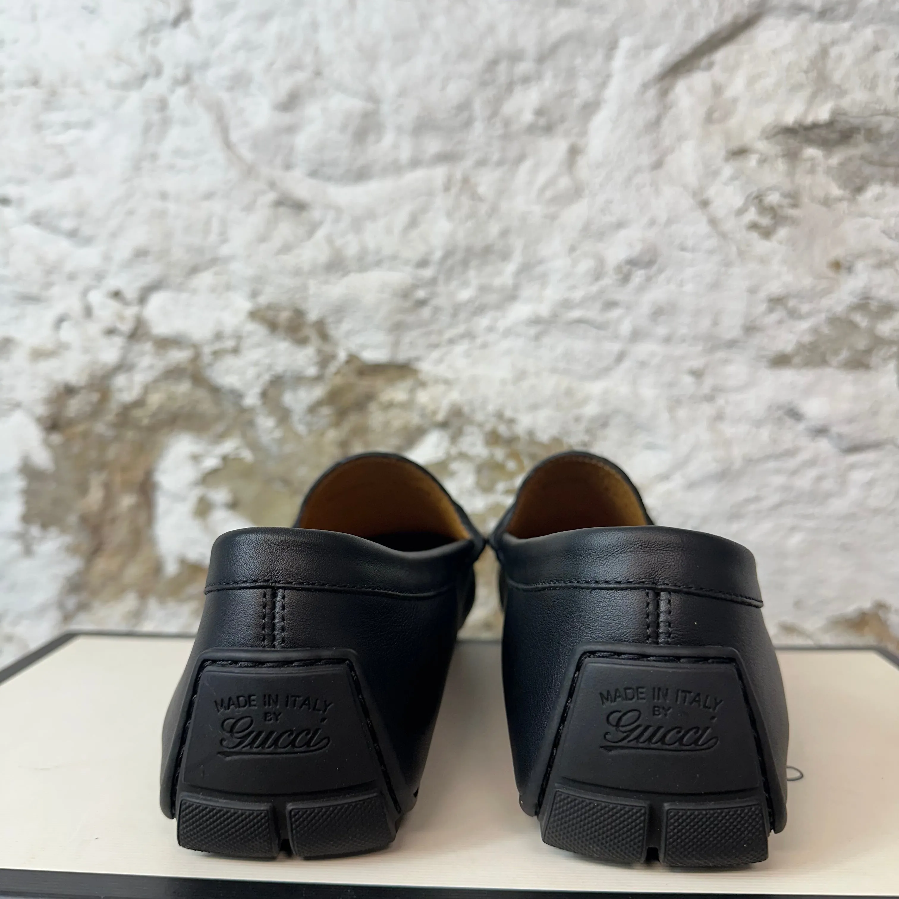 Gucci Black Leather Embossed Loafer Sz 6.5