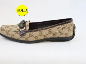 Gucci Gg Canvas Driving Loafer Size 8.5 B