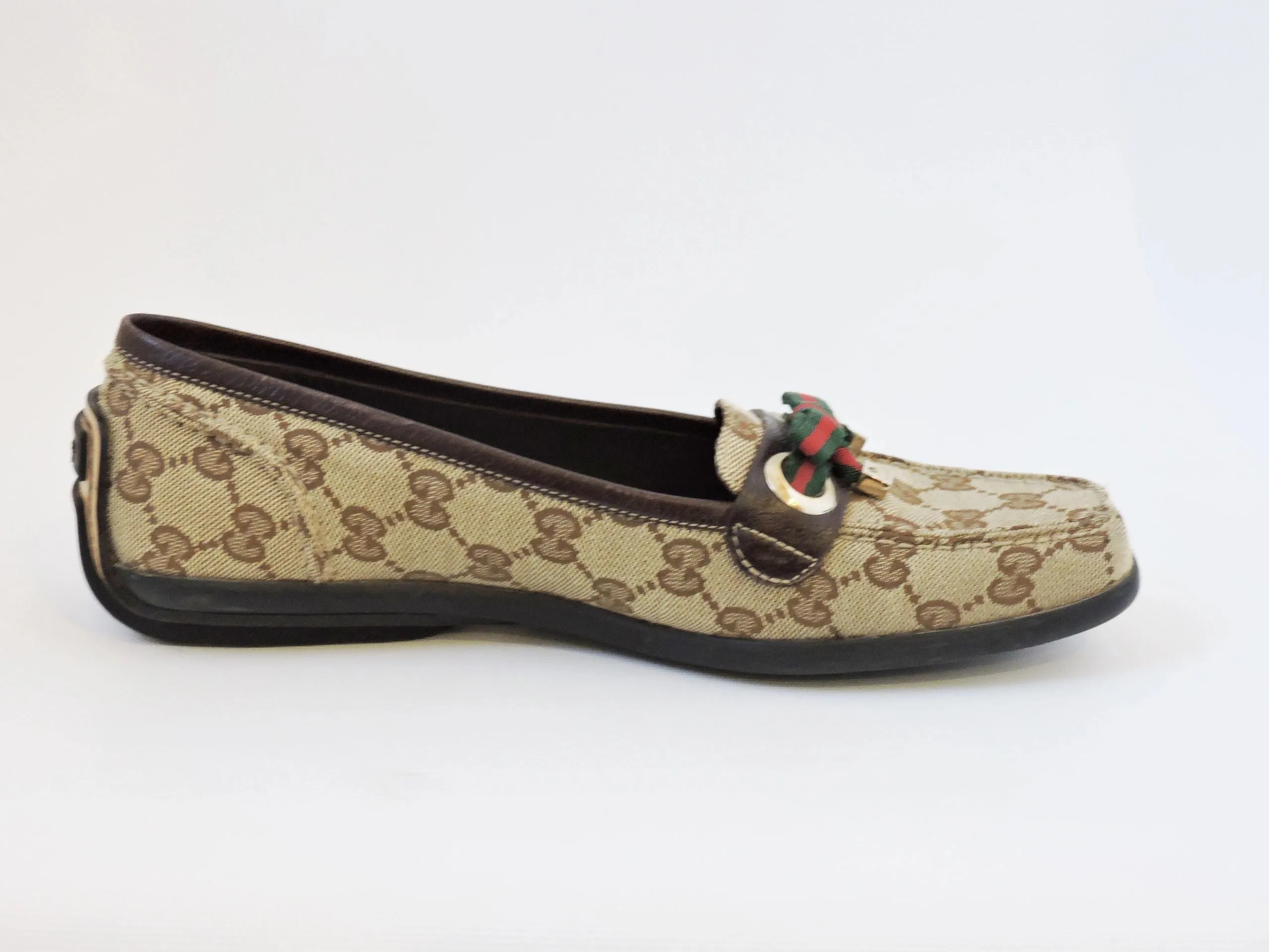 Gucci Gg Canvas Driving Loafer Size 8.5 B