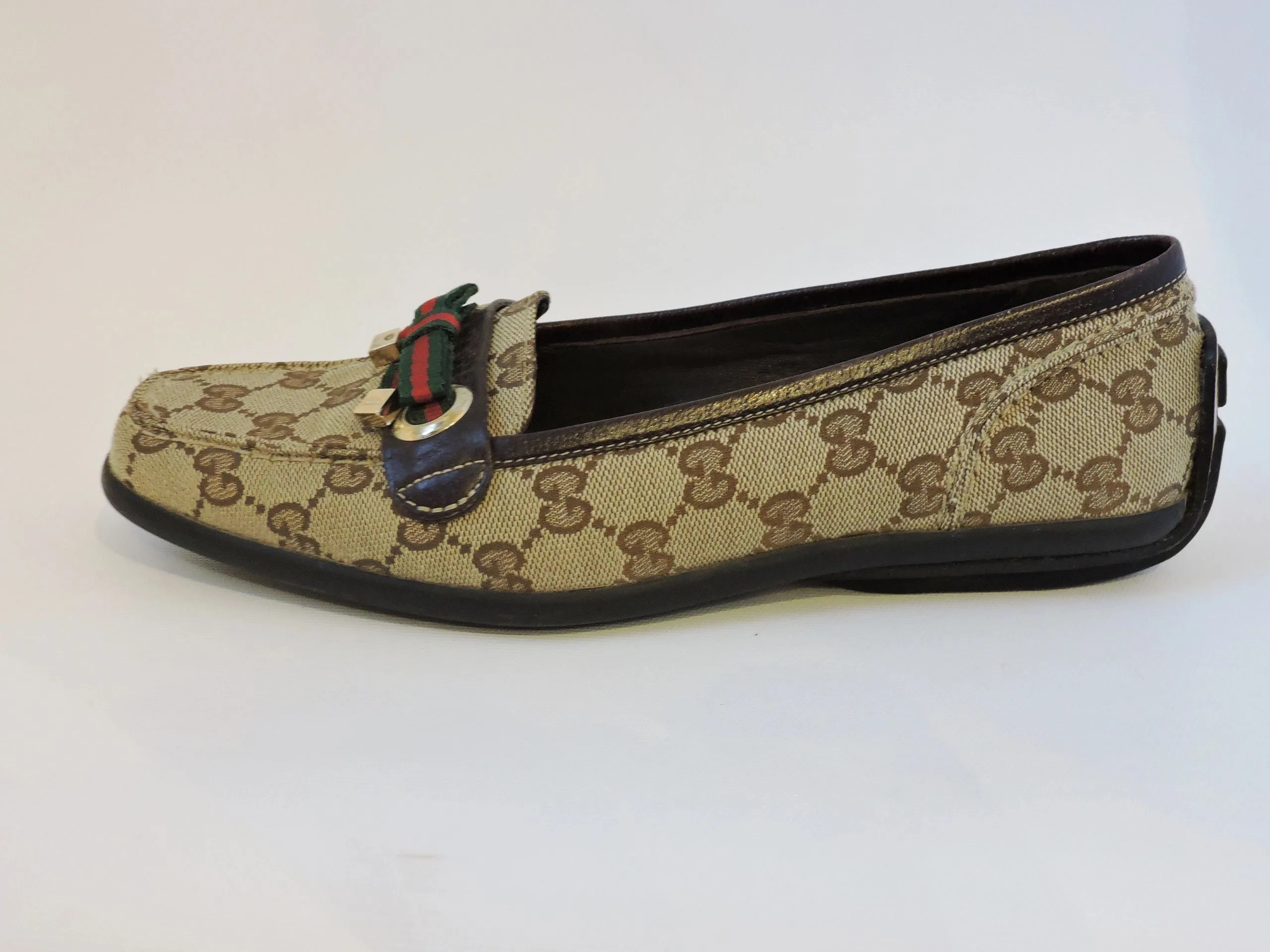 Gucci Gg Canvas Driving Loafer Size 8.5 B