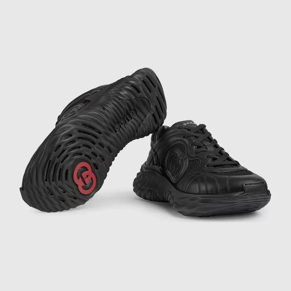 GUCCI || Interlocking G Logo Chunky Leather Ripple Sneakers
