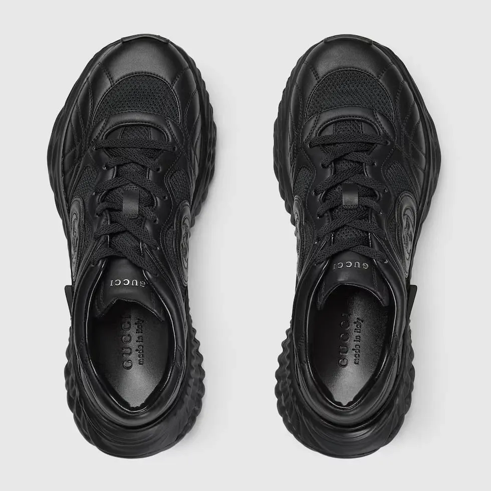 GUCCI || Interlocking G Logo Chunky Leather Ripple Sneakers