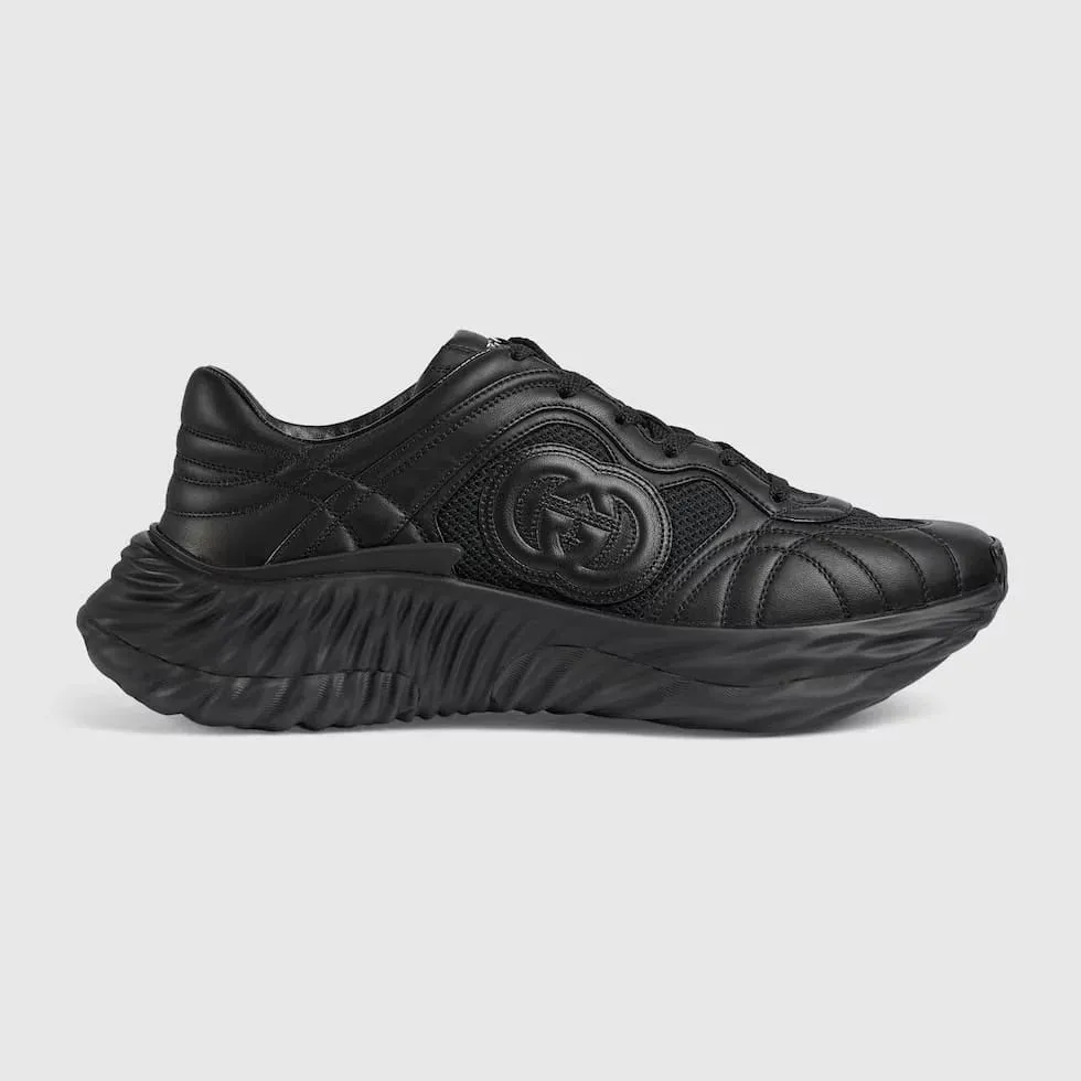 GUCCI || Interlocking G Logo Chunky Leather Ripple Sneakers