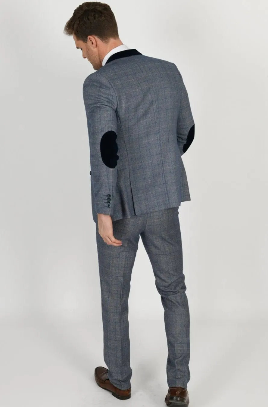 Harry Blue Check Tweed Peaky Blinder Suit  | Wedding Wear | Office Suit | Check Suit