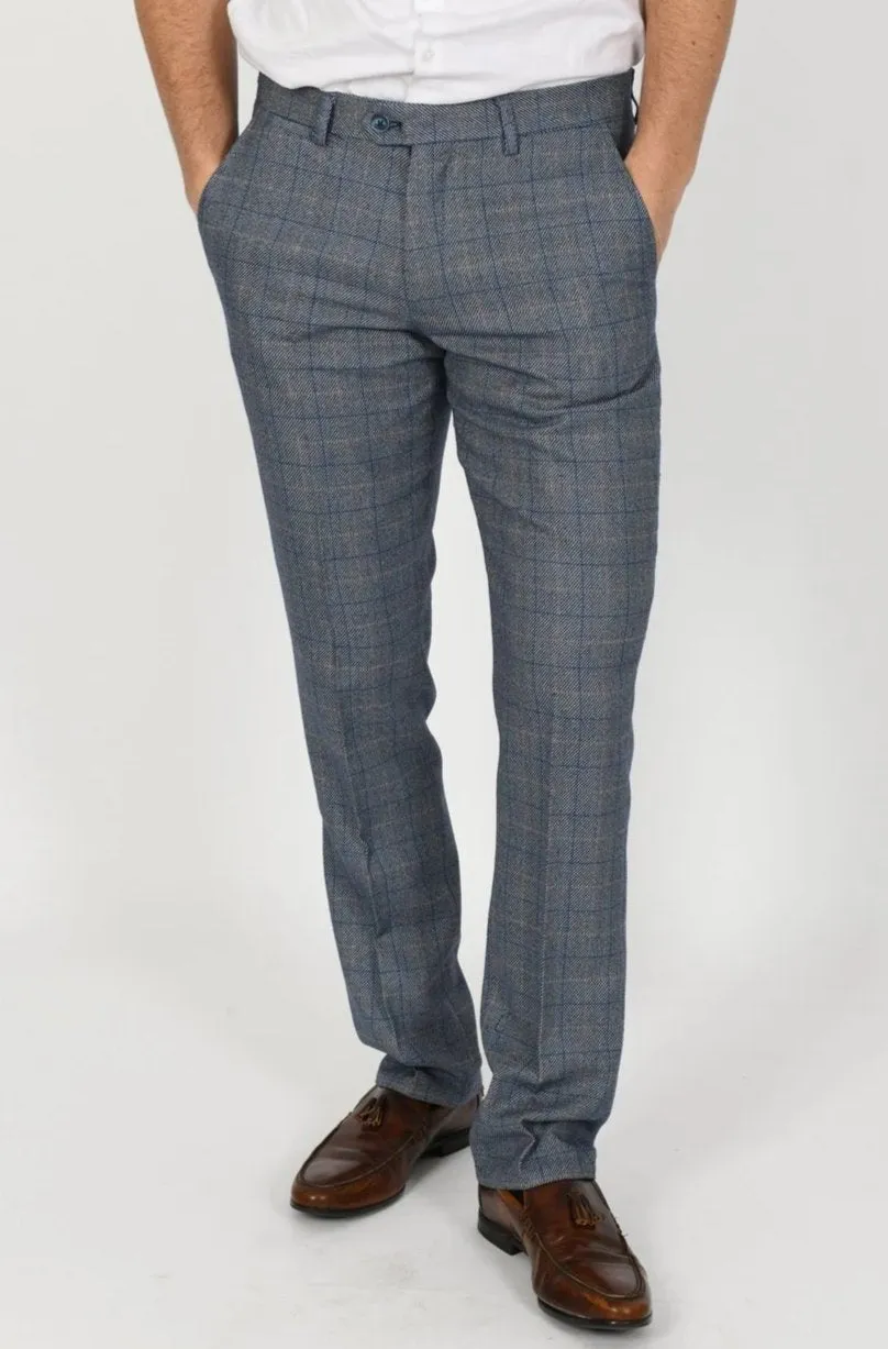 Harry Blue Check Tweed Peaky Blinder Suit  | Wedding Wear | Office Suit | Check Suit