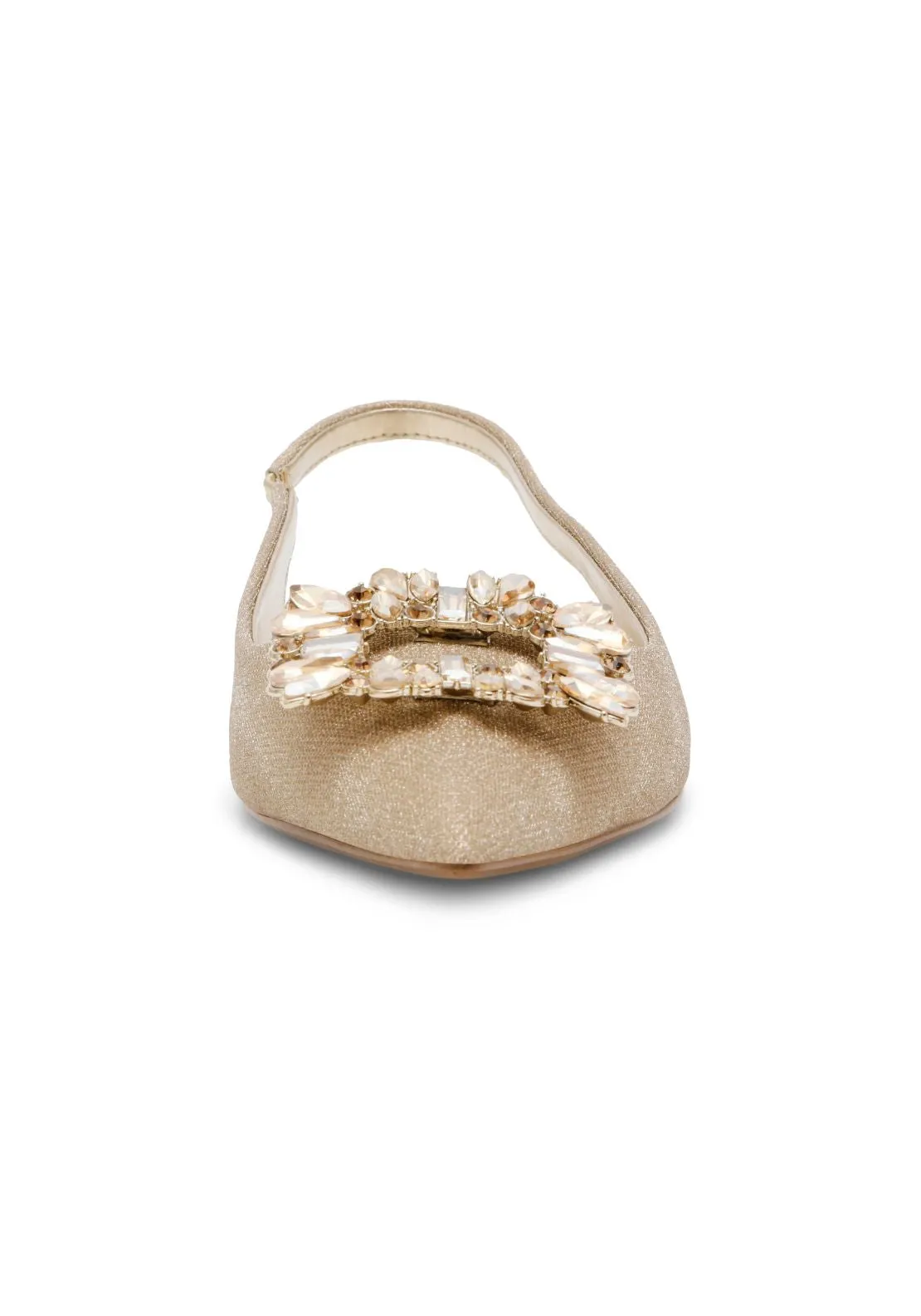 Jewelled Flat Sling Back - Gold Glitter