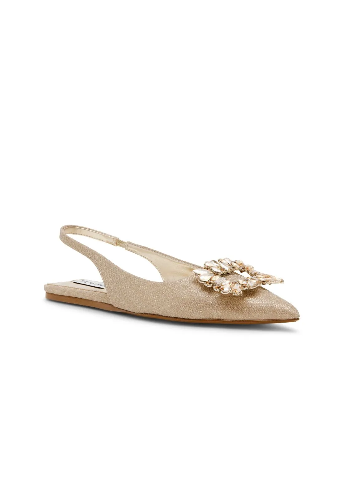 Jewelled Flat Sling Back - Gold Glitter