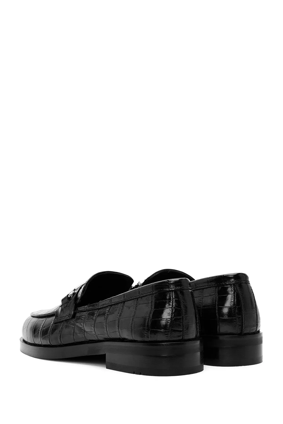 Kadın Siyah Deri Maskülen Loafer